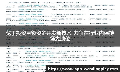 戈丁投资巨额资金开发新技术_力争在行业内保持领先地位