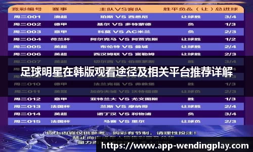 足球明星在韩版观看途径及相关平台推荐详解